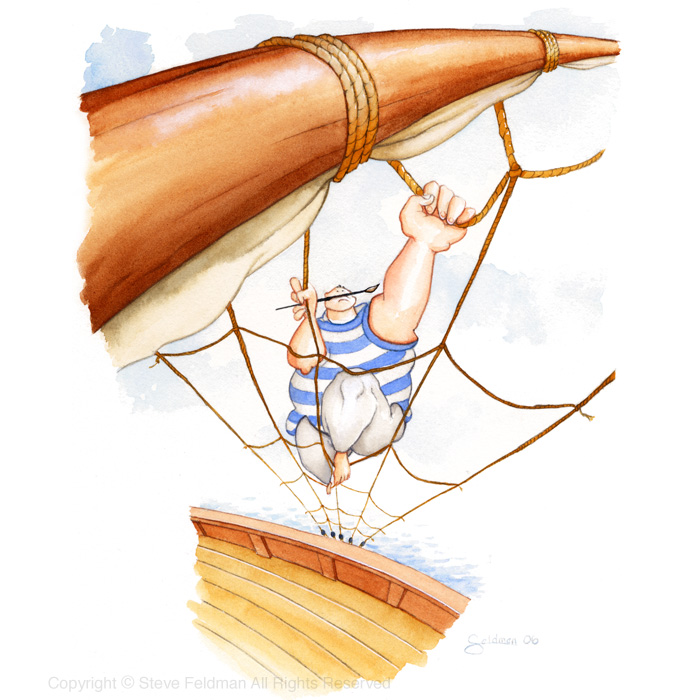 The Artist as a Fat Man Climbing the Rigging to Unfurl the Sail and Bring the Ship Underway that he Might Travel to a more Bountiful Land