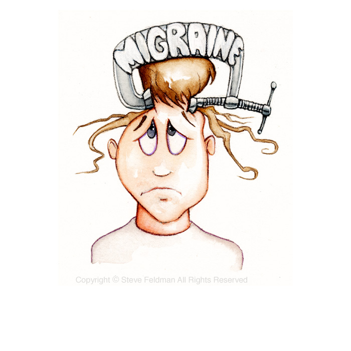 C-Clamp Migraine Headache cartoon