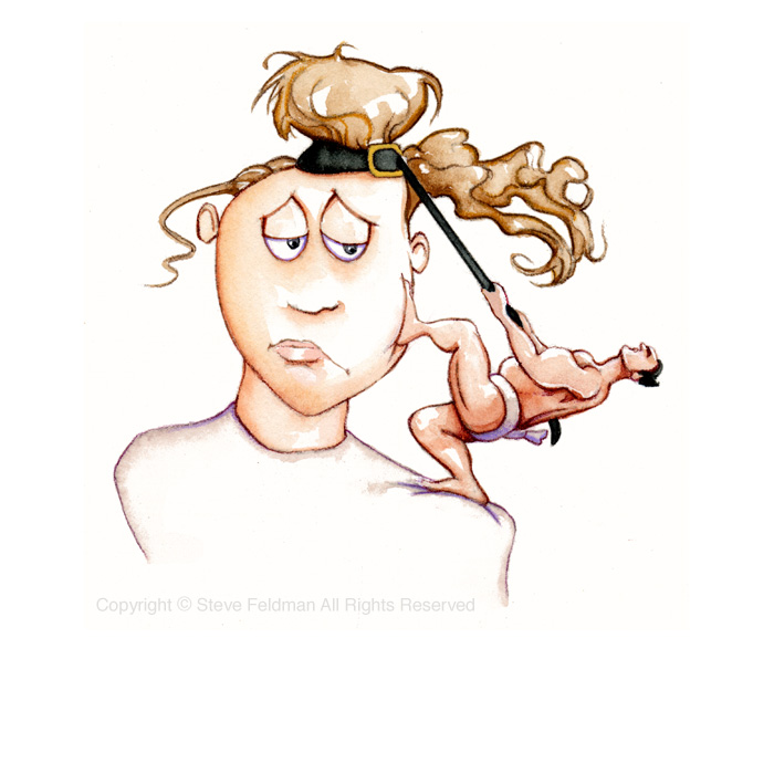 Sumo Wrestler Sized Migraine Headache cartoon