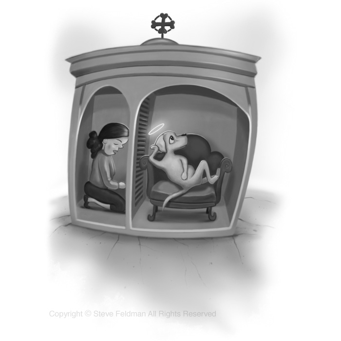 Confessing to Dog cartoon